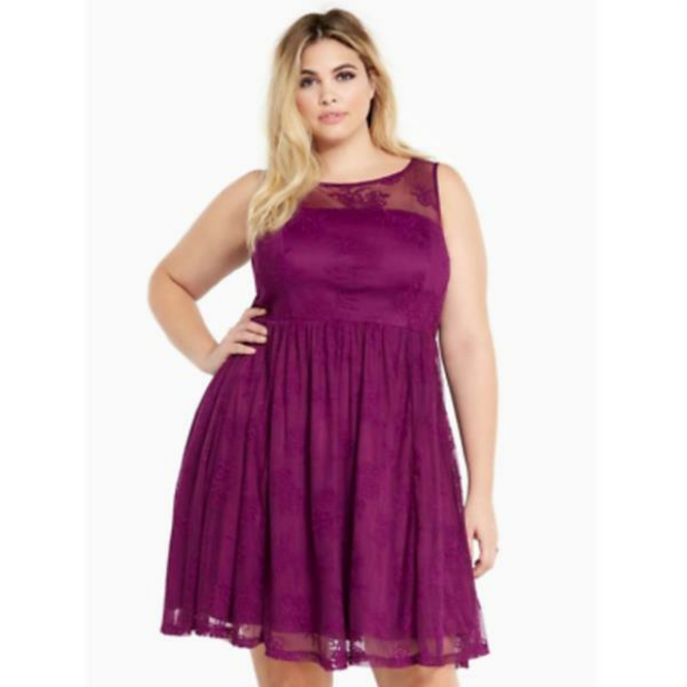 Torrid - Embroidered Mesh Illusion Midi Dress